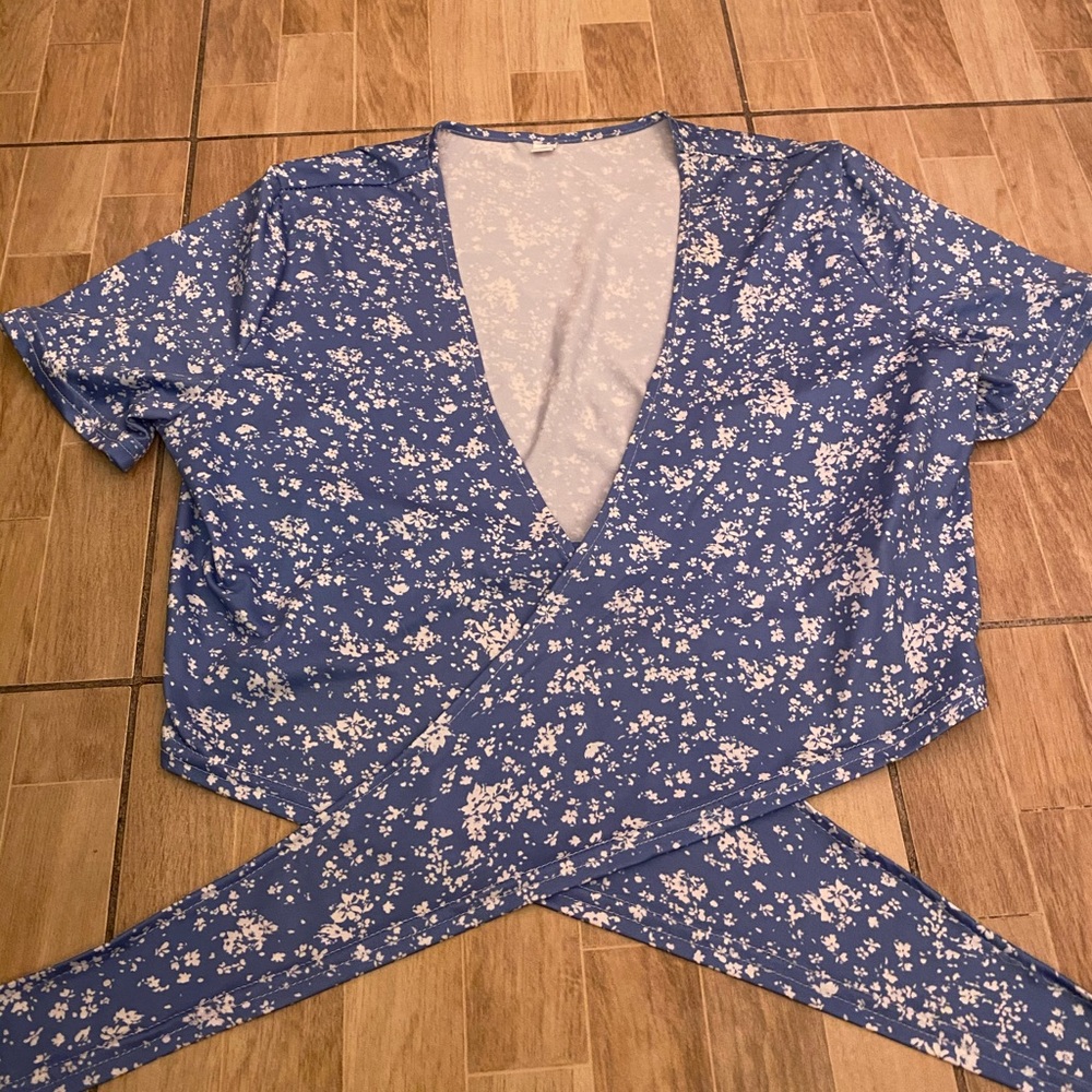 Cute Blue Cross Crop Top